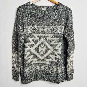 Geo Print Knit Sweater Gray Grey Garage Ruby Moon Inspired Medium-Large